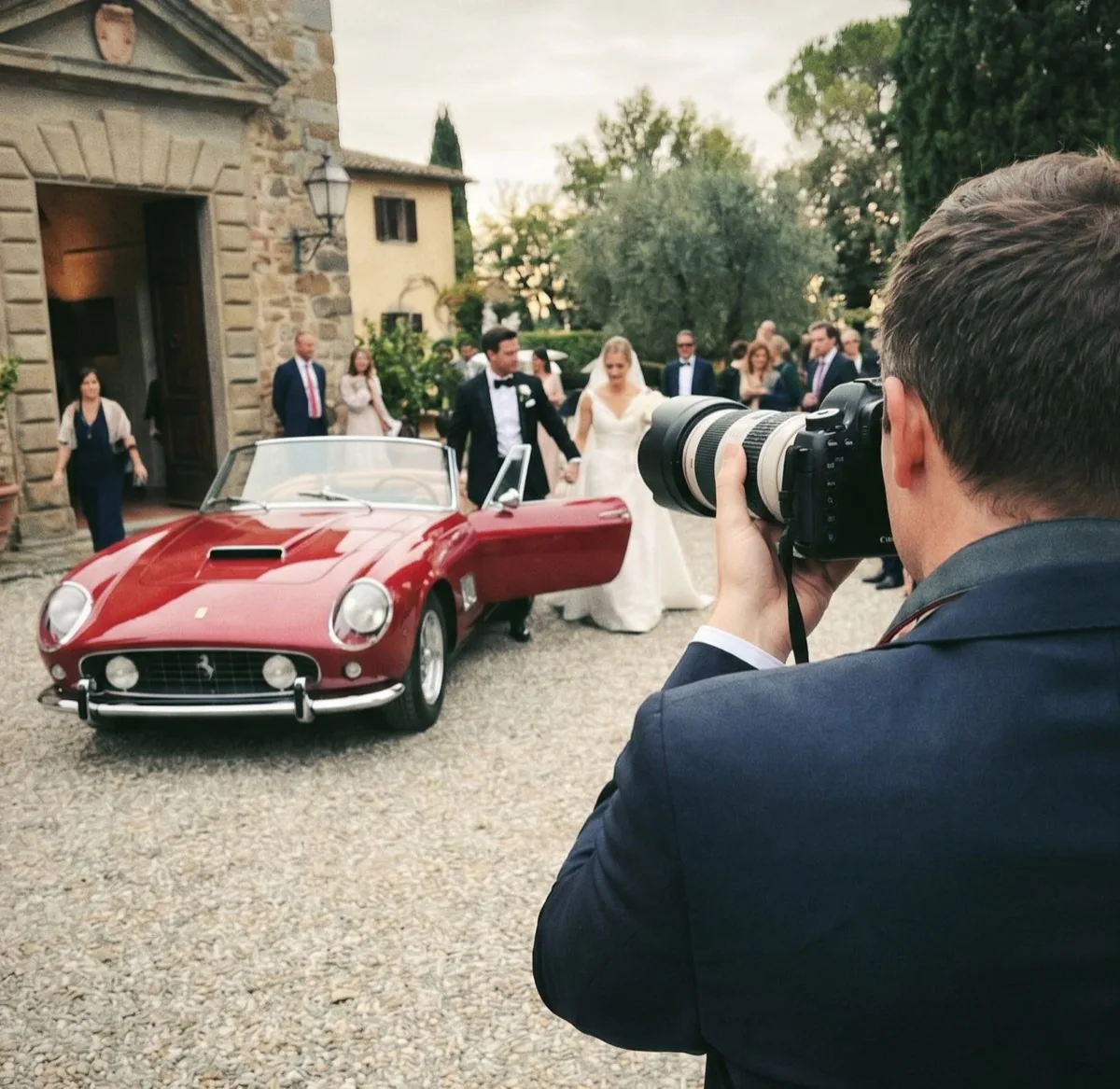 Photographer at a Monaco villa entrance