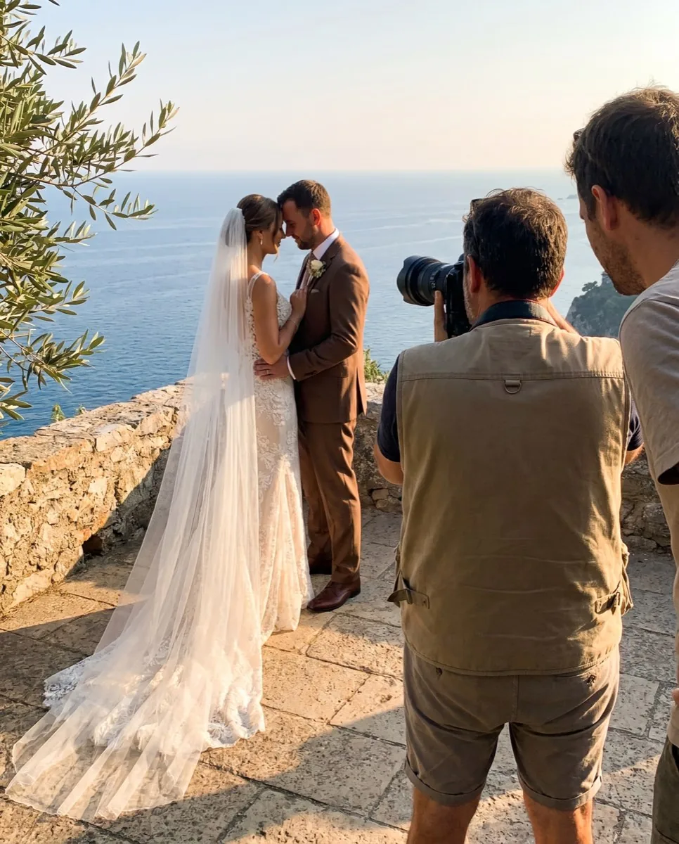 Wedding photographer at work on the Riviera