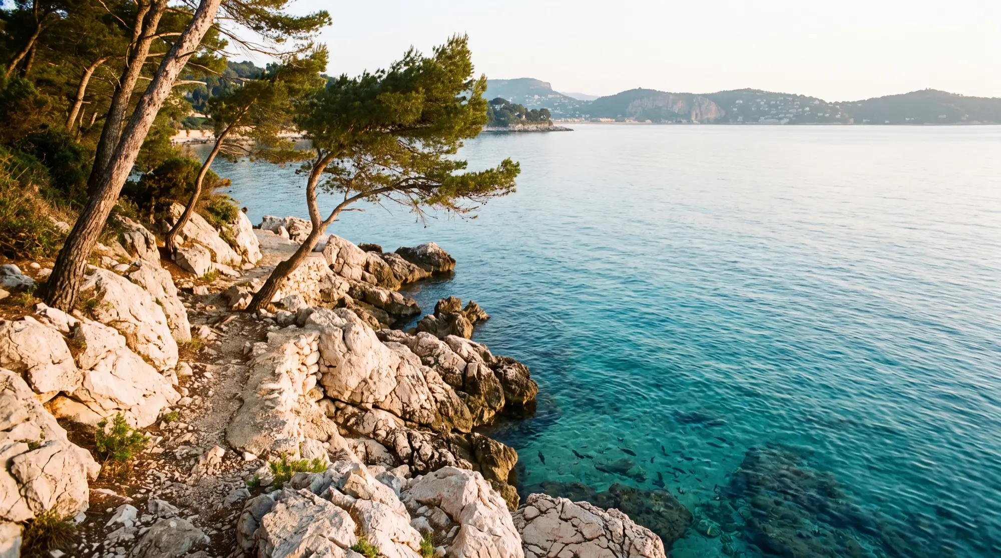 The coastal path around the Cap Ferrat peninsula at sea level