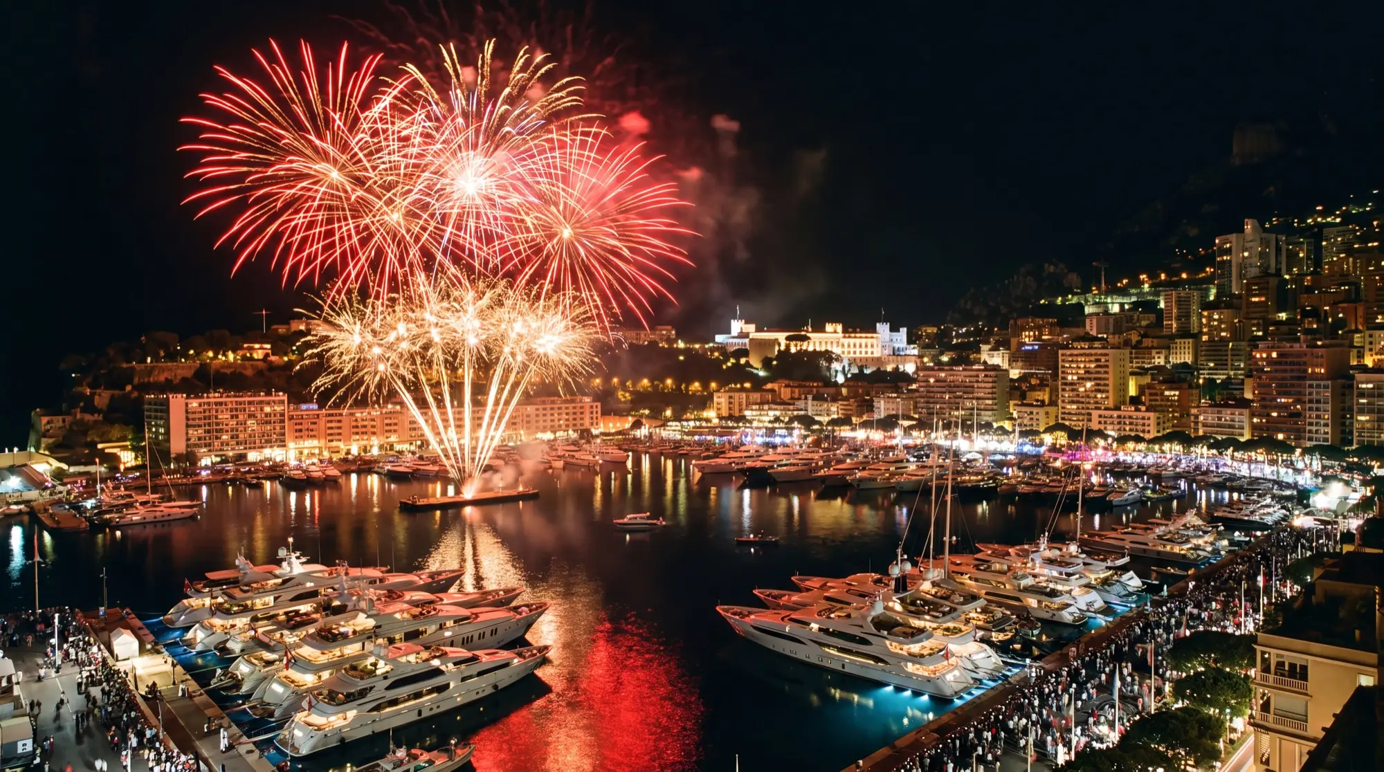 Fireworks over Port Hercule in Monaco