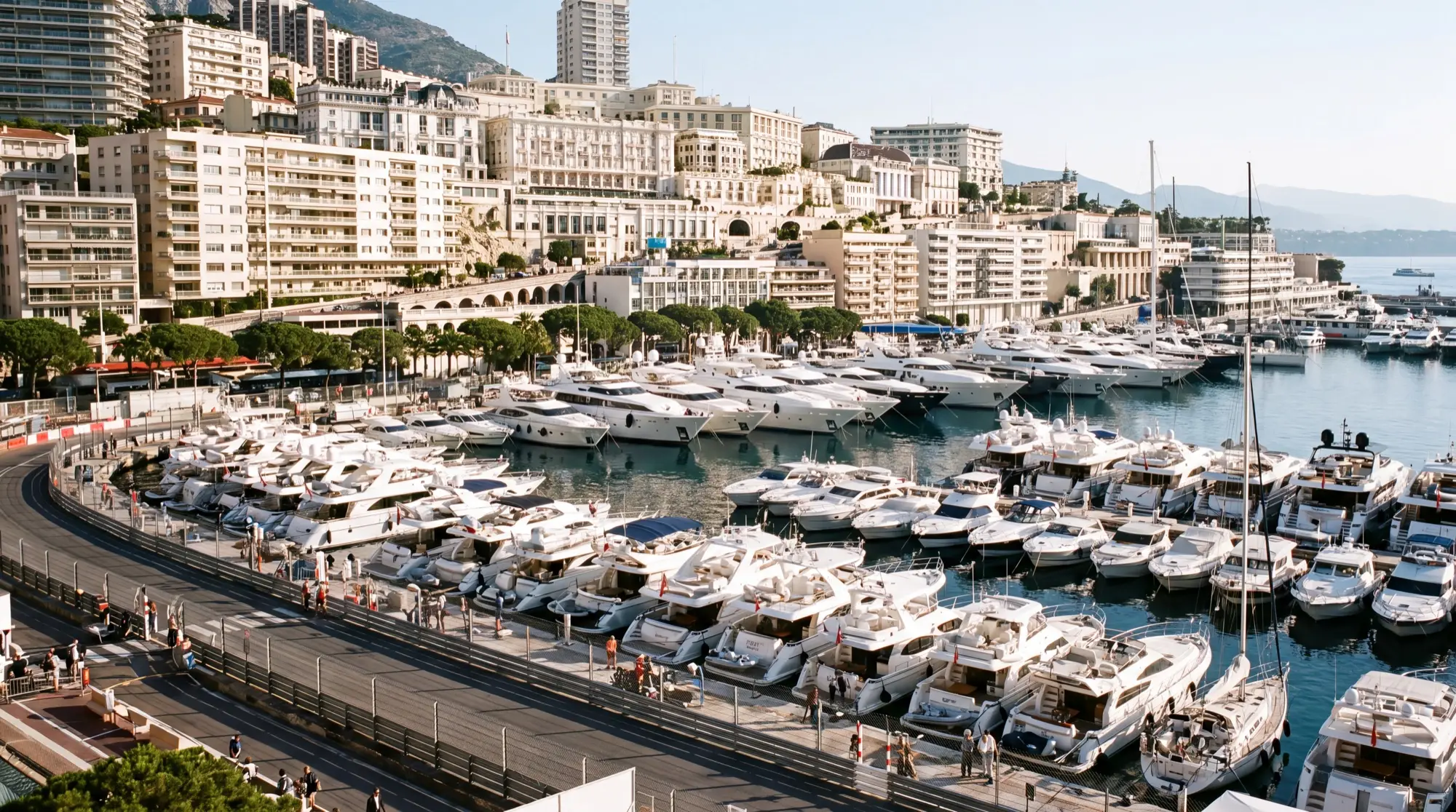 The harbour of Monaco seen from above during race weekend