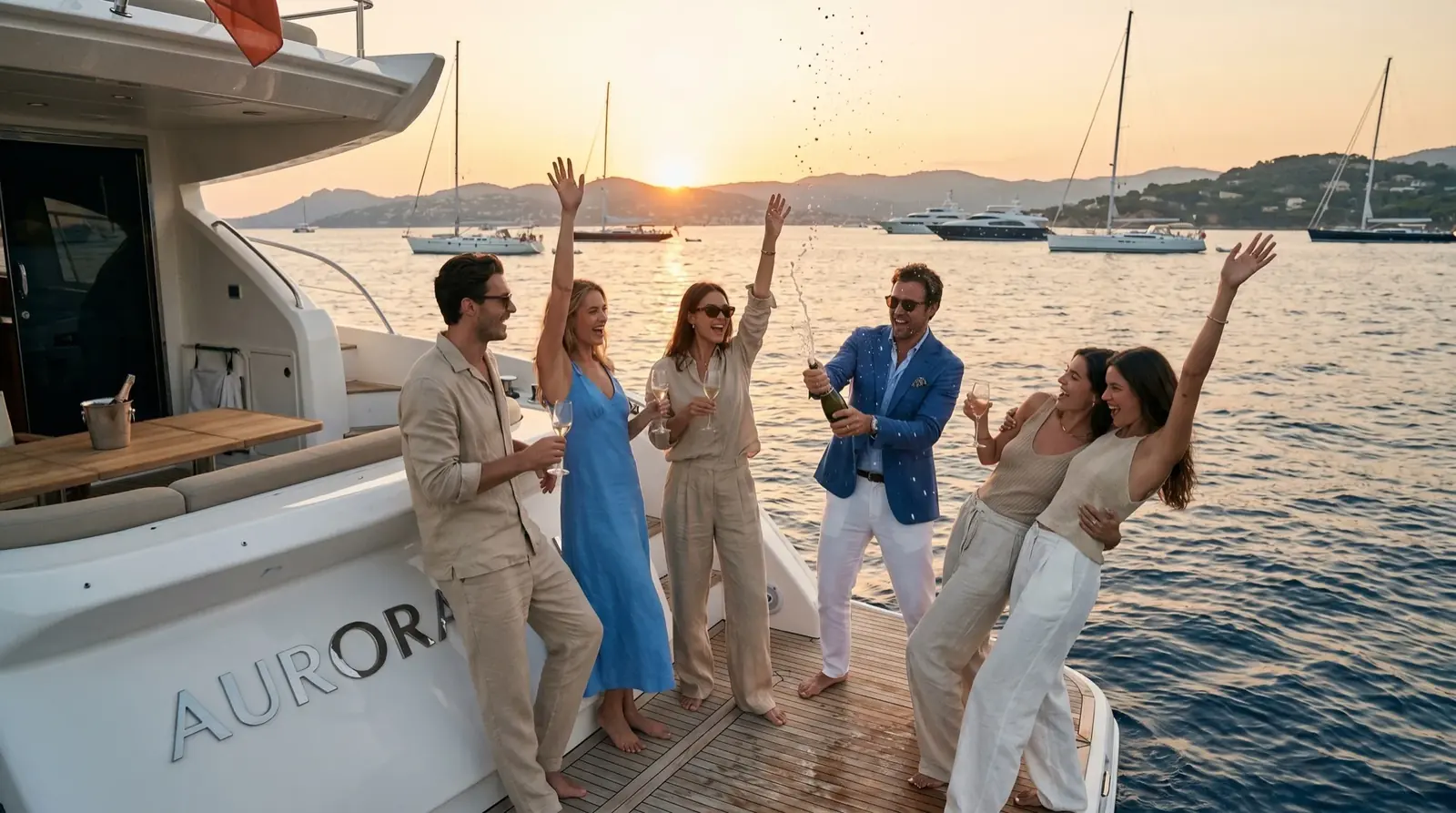 Evening celebration on the water during the Cannes fireworks
